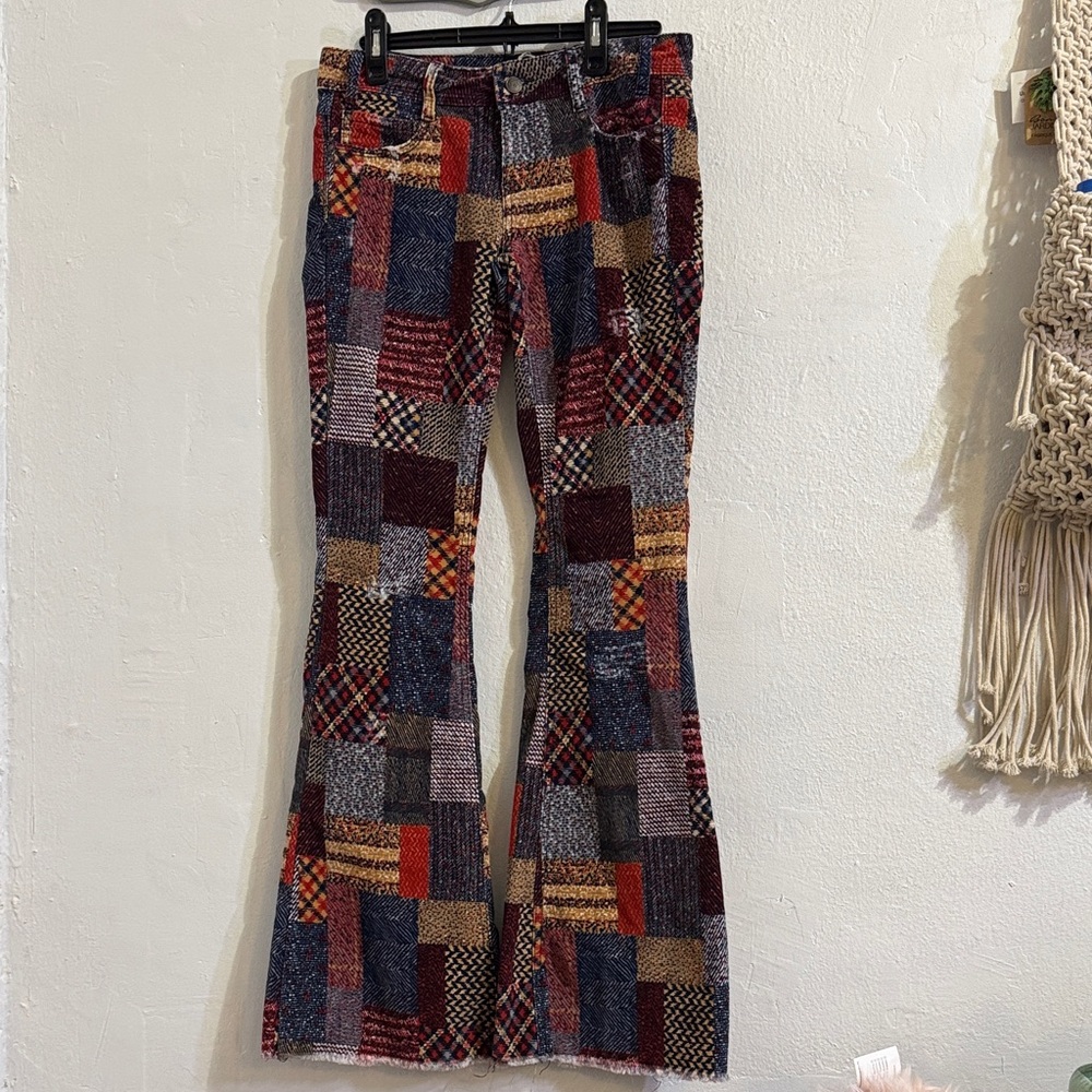 Free People Patchwork Flare Pants